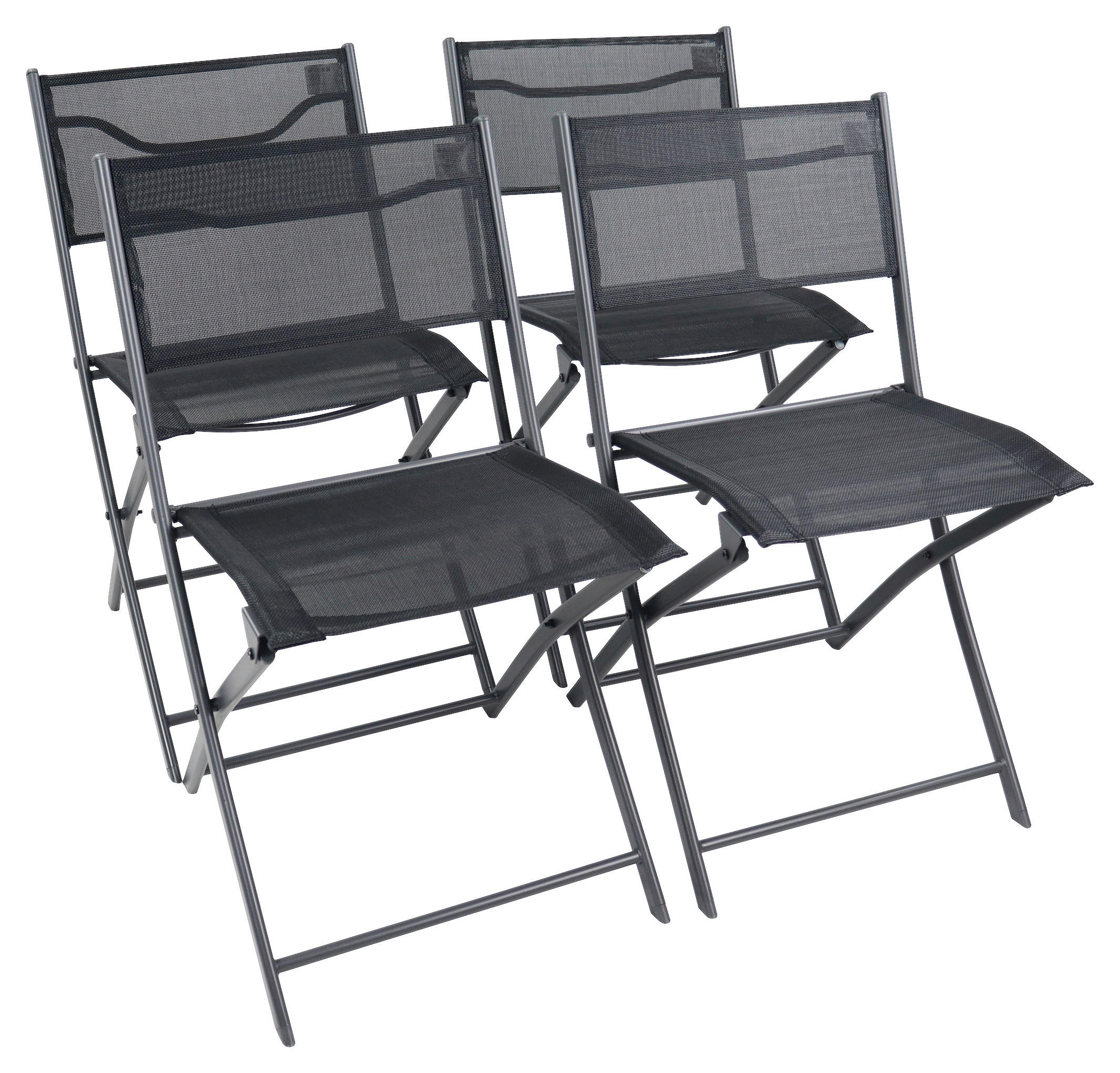 Gartenstuhl-Set Sumila 4-Er Schwarz B: 45 cm