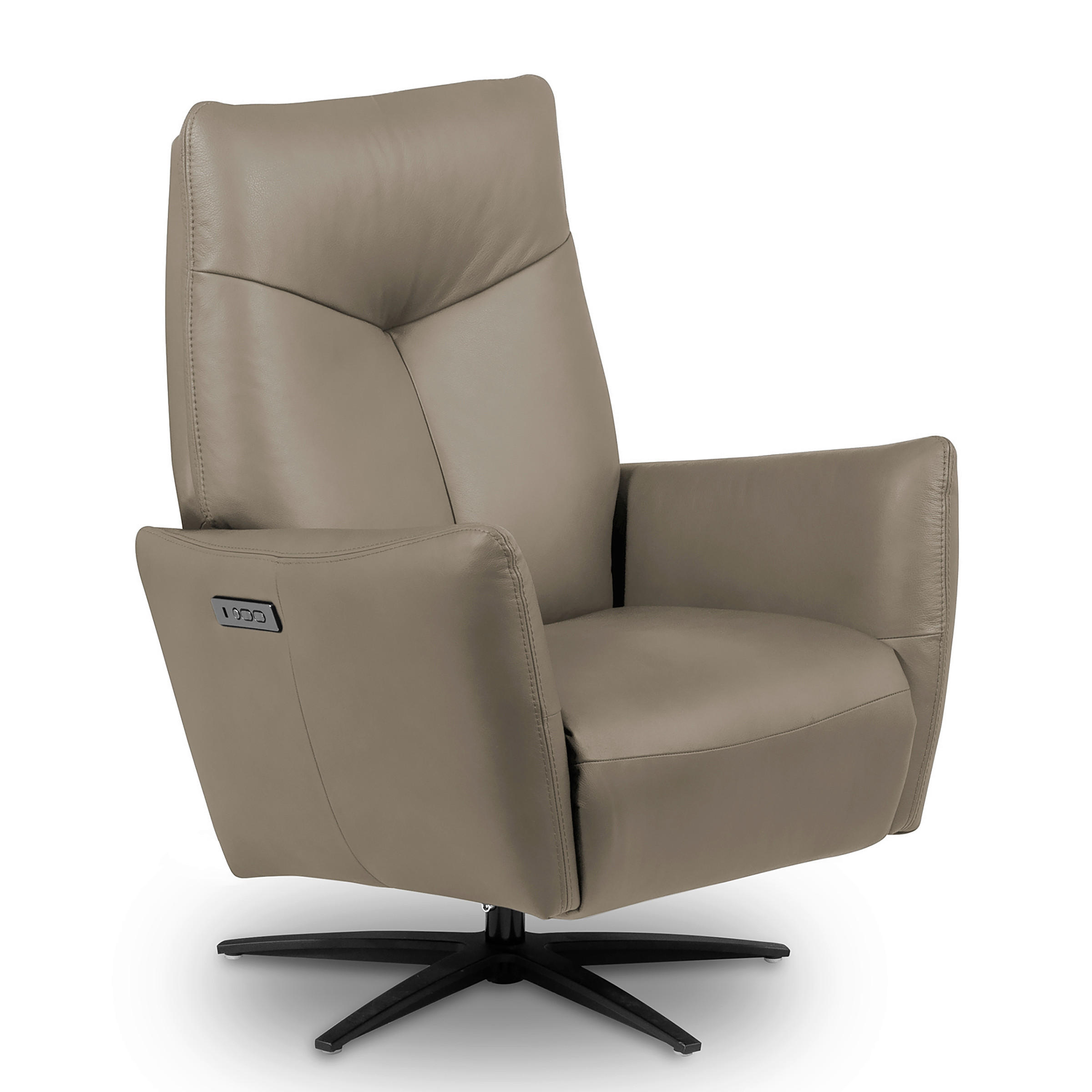 RELAXSESSEL Leder Taupe  - Taupe/Schwarz, Design, Leder/Metall (76/107/88cm) - Livetastic