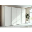 SCHWEBETÜRENSCHRANK 322/236/68 cm 4-türig Weiß, Weiß Hochglanz  - Weiß Hochglanz/Alufarben, Basics, Holzwerkstoff/Metall (322/236/68cm) - Novel