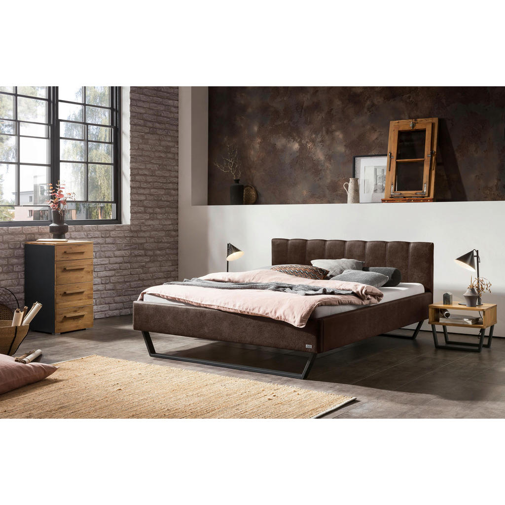 Thumbnail - Hasena Polsterbett, Dunkelbraun, Textil, Höhe ca. 22 cm, 160x200 cm, gepolstertes Kopfteil, in verschiedenen Größen erhä...