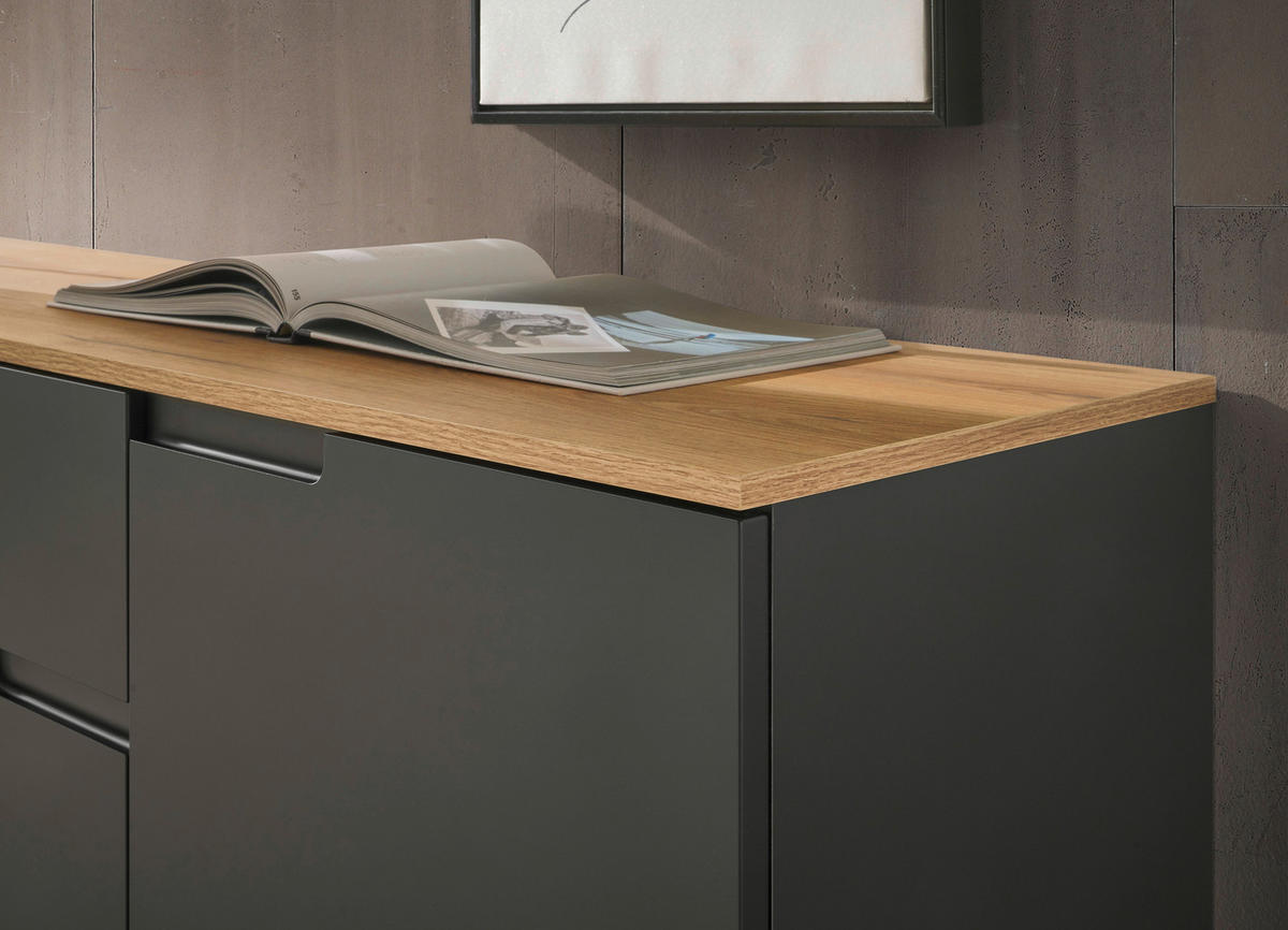 KOMMODE  in 100/80/40 cm  - Eichefarben/Schwarz, Design, Holzwerkstoff/Kunststoff (100/80/40cm) - home24