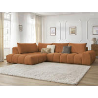 ECKSOFA Ottomane rechts  EVEREST Orange Flachgewebe  - Schwarz/Orange, MODERN, Kunststoff/Textil (210/352cm)