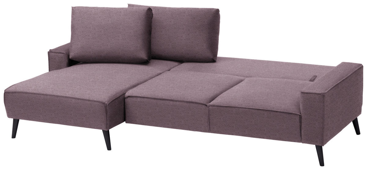 ECKSOFA in Velours Violett  - Violett/Schwarz, Konventionell, Holz/Textil (161/260cm) - Carryhome