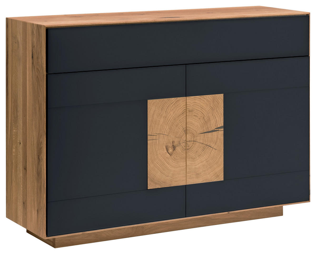 SIDEBOARD  in 120/87/40 cm  - Eichefarben/Anthrazit, MODERN, Glas/Holz (120/87/40cm) - Linea Natura