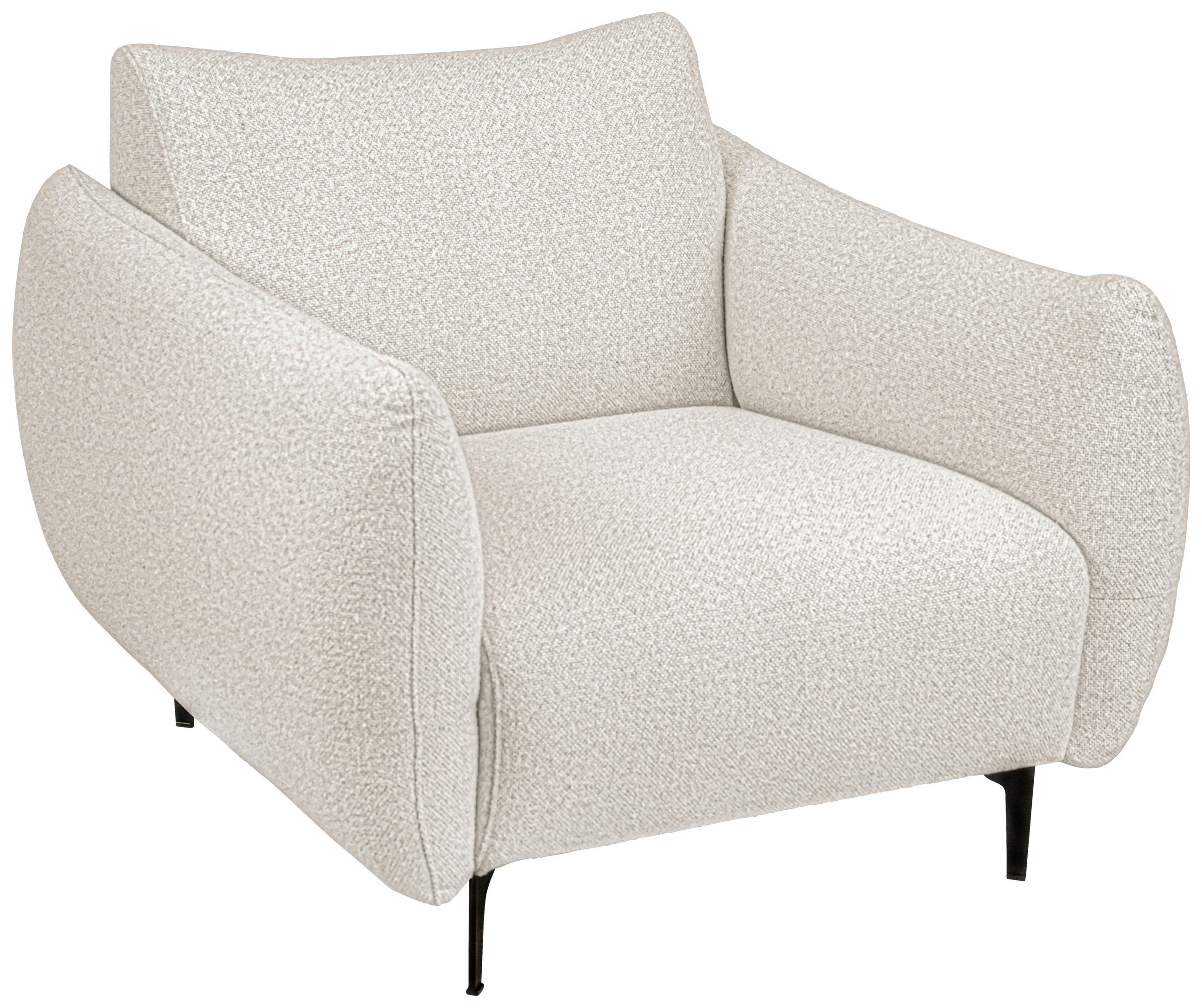 FÅTÖLJ i trä, textil beige  - beige/svart, Design, metall/trä (211/75/96cm) - Pure Home Comfort