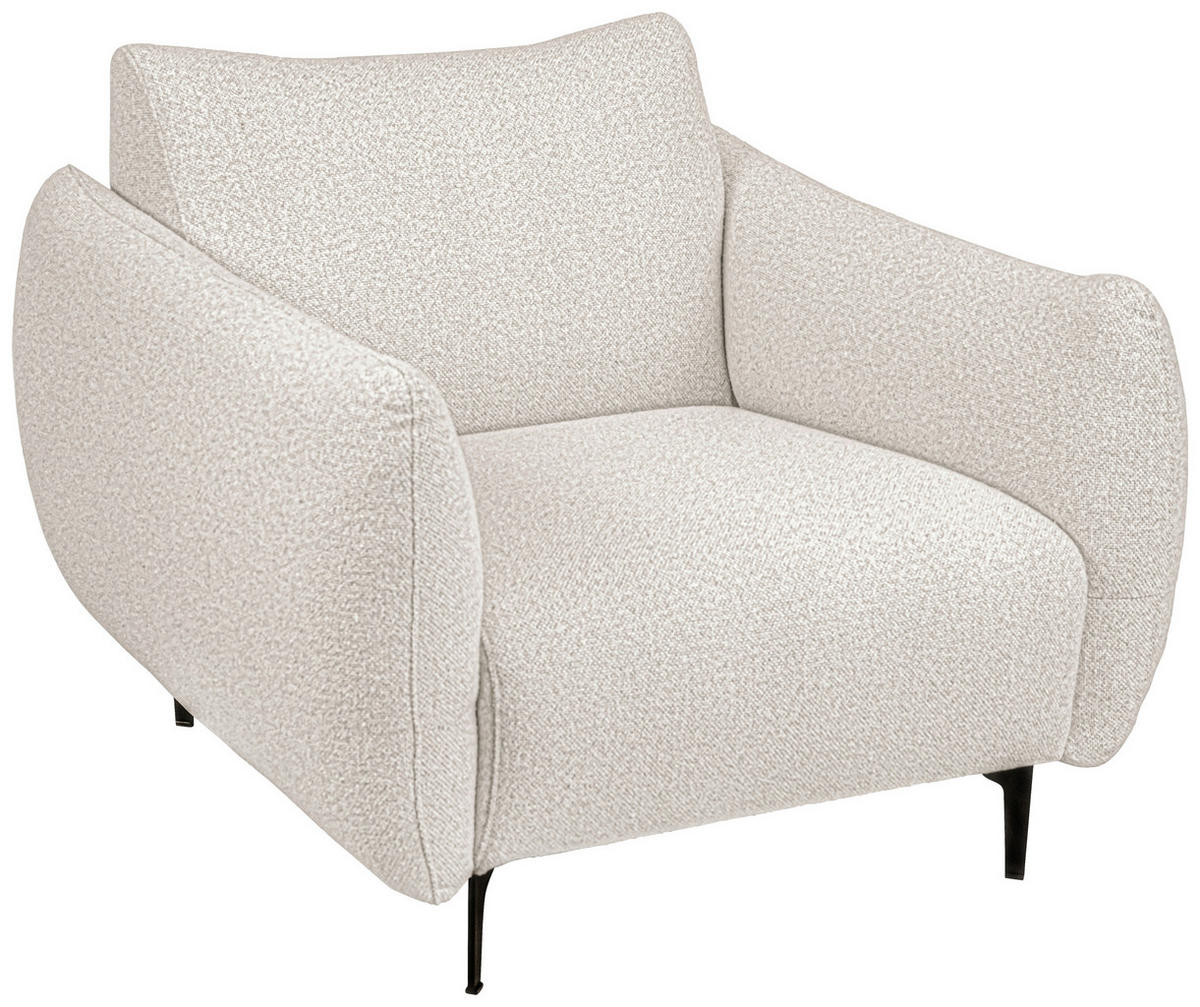 FÅTÖLJ i trä, textil beige  - beige/svart, Design, metall/trä (211/75/96cm) - Pure Home Comfort