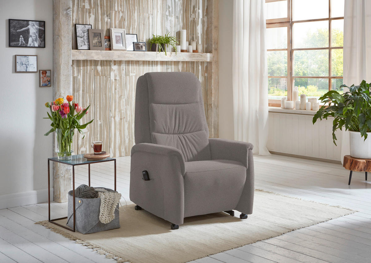 FERNSEHSESSEL in Mikrofaser Graubraun  - Graubraun/Schwarz, KONVENTIONELL, Kunststoff/Textil (70/107/88cm) - Valdera