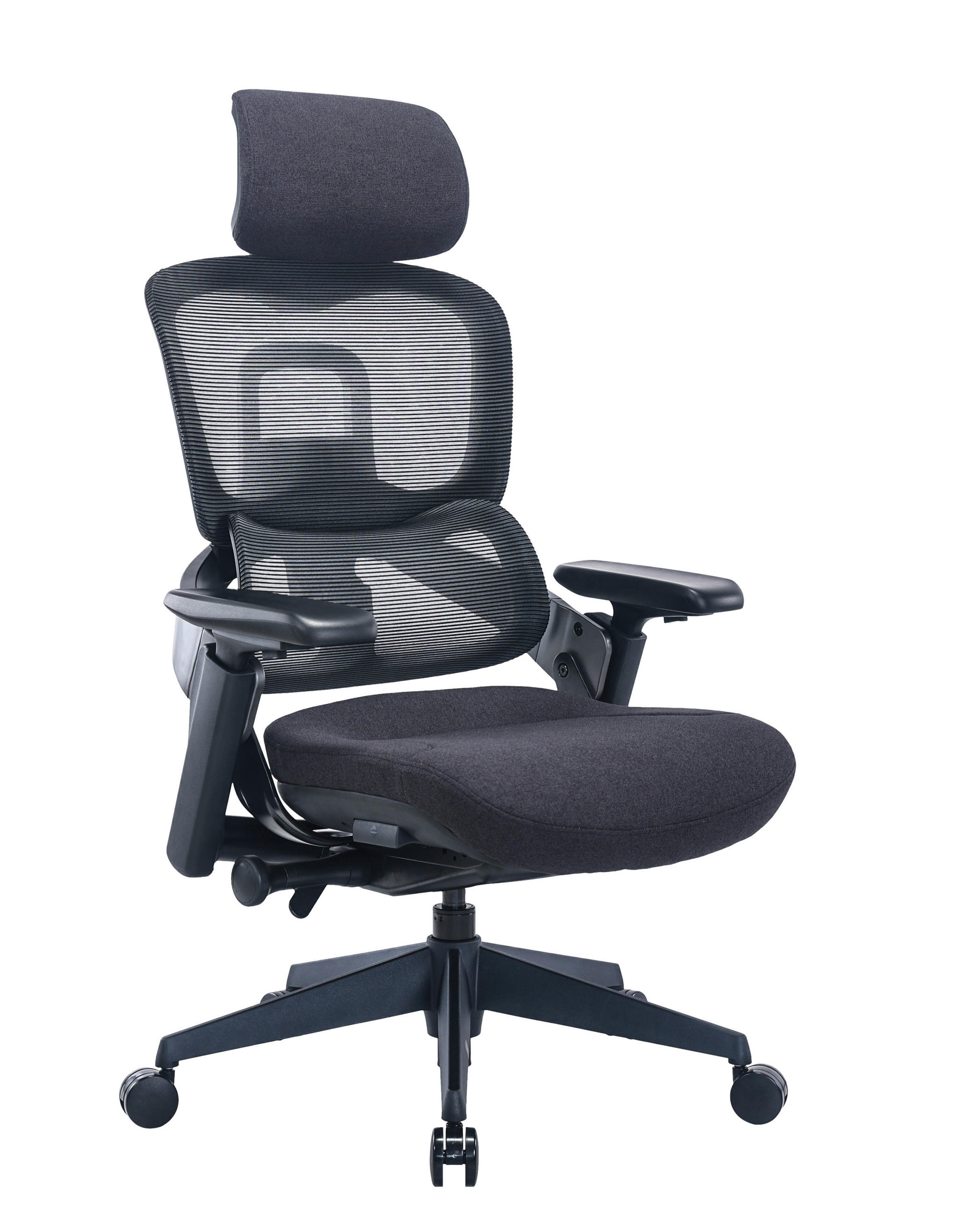 SCAUN ROTATIV  plasă tensionată, țesătură negru  - negru, Design, plastic/metal (70/113-122,5/71cm) - Novel