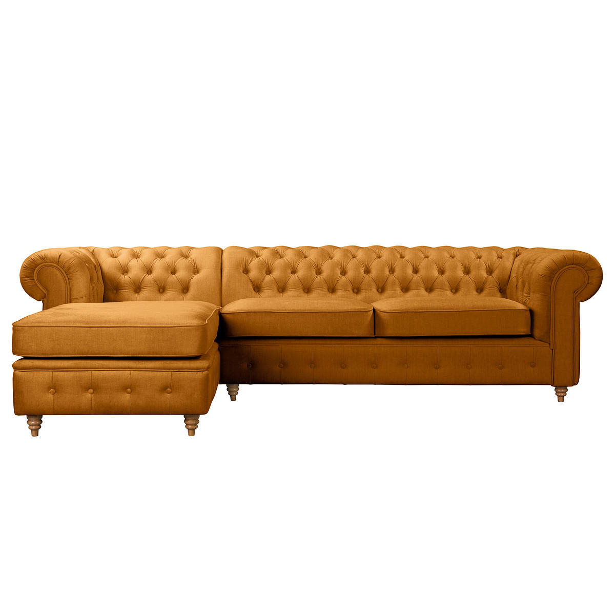 ECKSOFA Mikrofaser Bernsteinfarben  - Bernsteinfarben/Braun, Design, Holz/Textil (182/284cm) - P & B