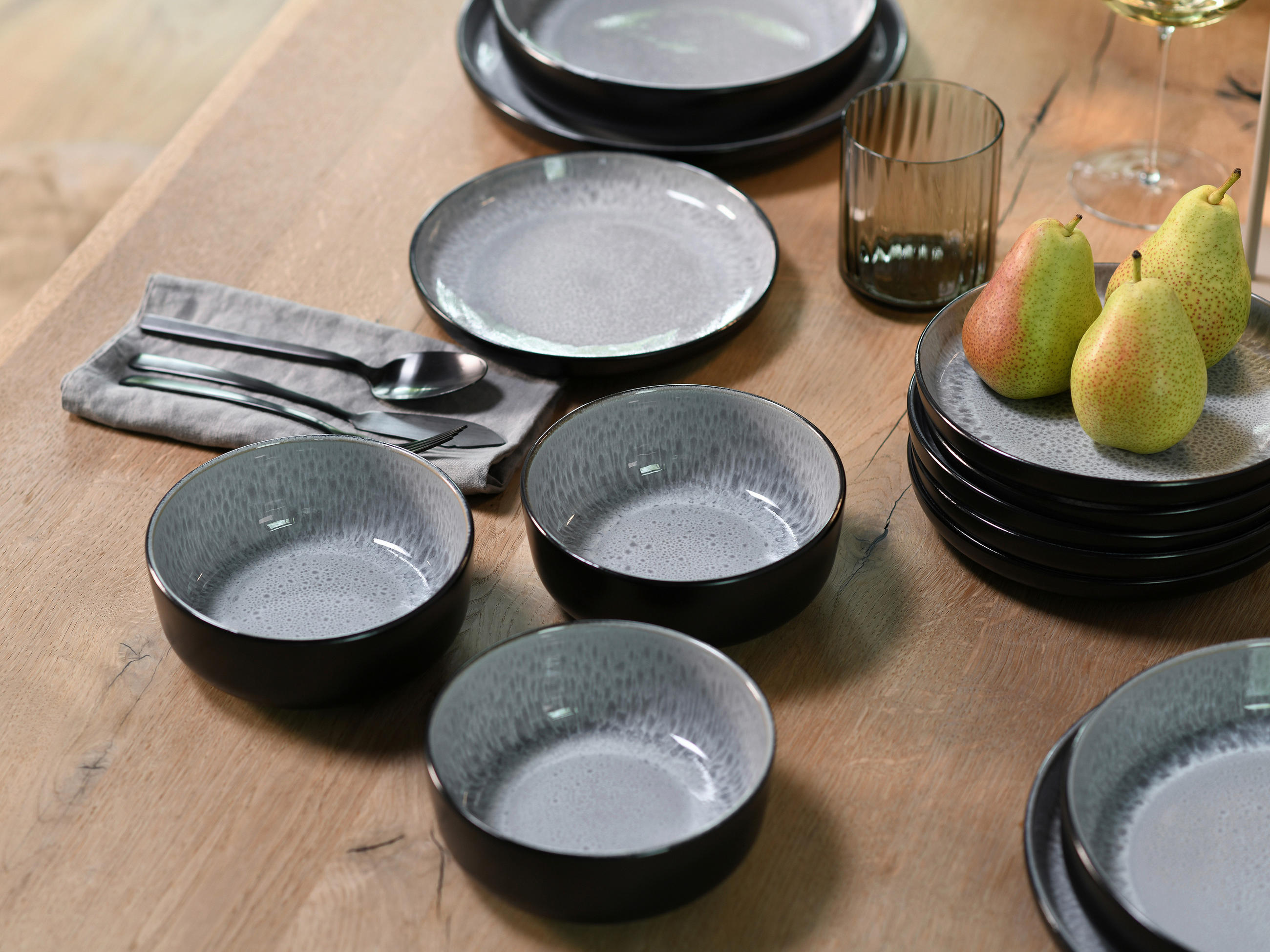 SET MED FRUKOSTSKÅLAR  - ljusgrå, Trend, keramik - Creatable