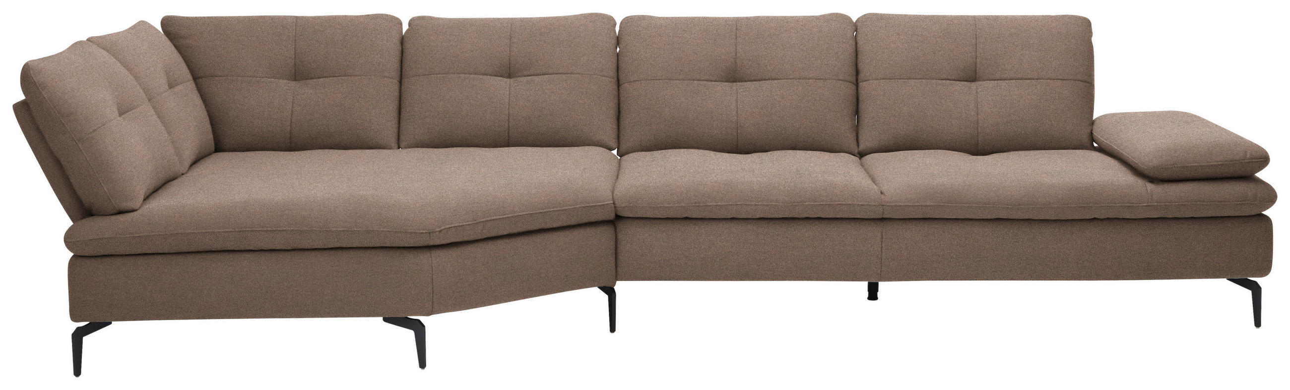 ECKSOFA in Flachgewebe Graubraun  157/344 cm  - Graubraun/Schwarz, Design, Textil/Metall (157/344cm) - Chilliano