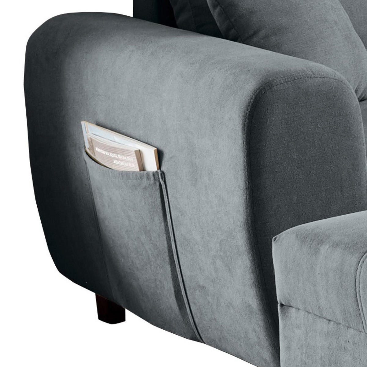 ECKSOFA inkl. Hocker in Mikrovelours Anthrazit  - Anthrazit/Schwarz, Basics, Holzwerkstoff/Kunststoff (248/176cm) - MID.YOU