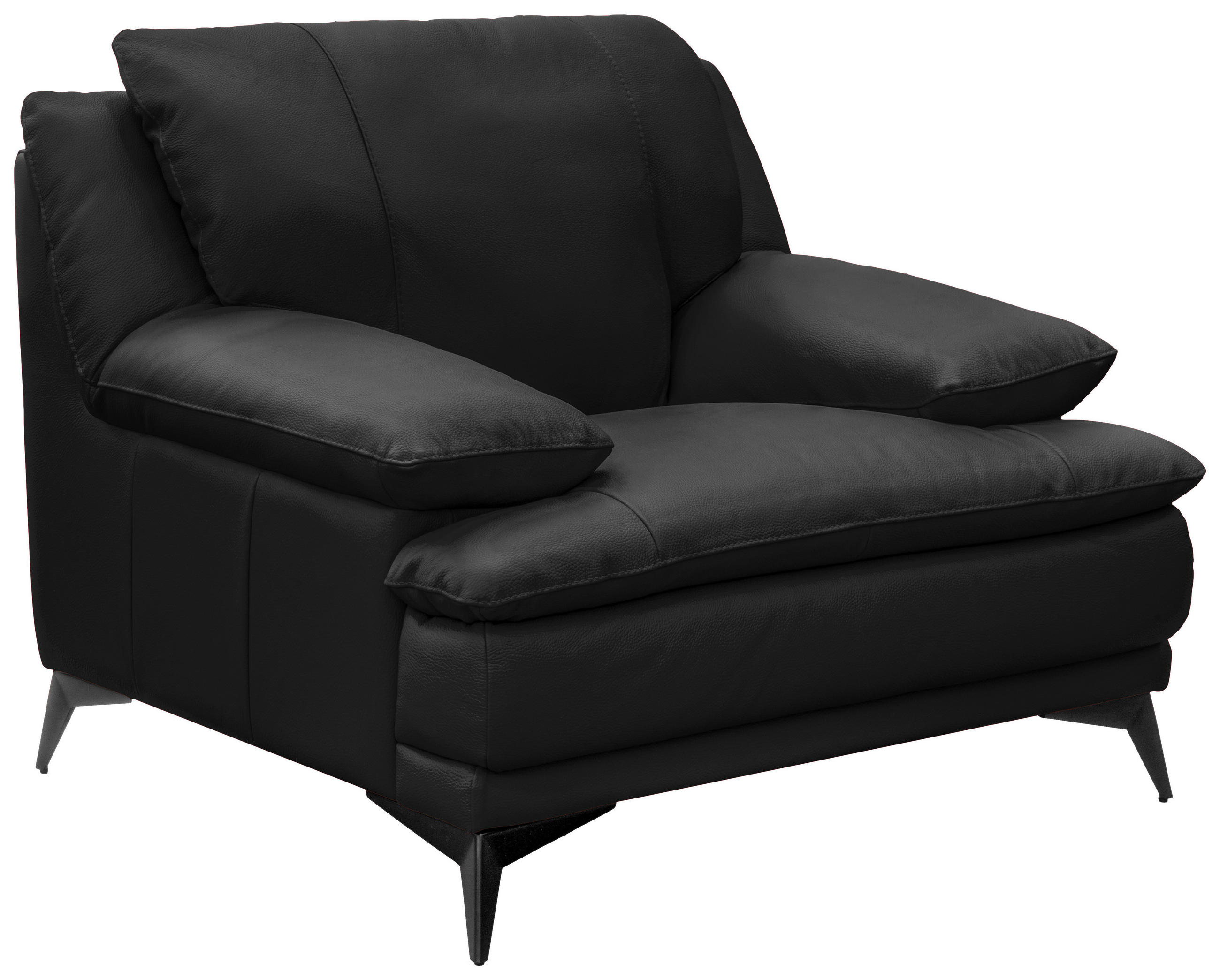 SESSEL in Echtleder Schwarz  - Schwarz, Design, Leder/Metall (115/92/98cm) - Novel