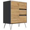 SIDEBOARD Posseik Industrial  in 79/93,6/40,6 cm  - Eichefarben/Graphitfarben, Design, Holzwerkstoff/Metall (79/93,6/40,6cm) - P & B
