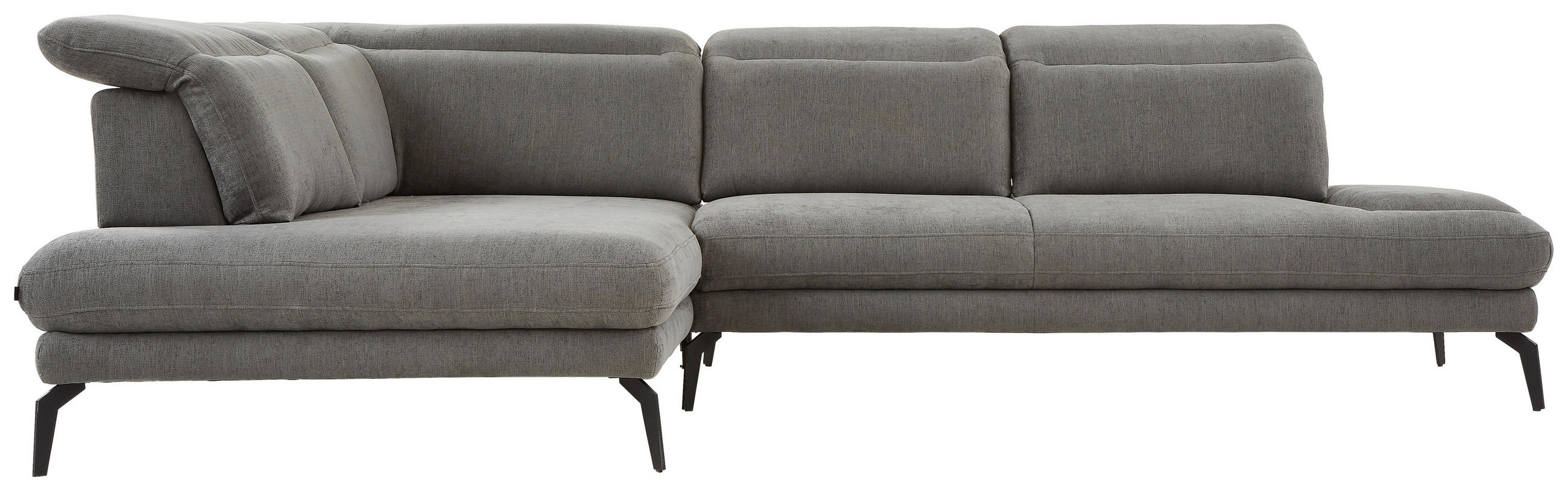 ECKSOFA in Webstoff Dunkelgrau  - Dunkelgrau/Schwarz, Design, Textil/Metall (197/293cm) - Stylife