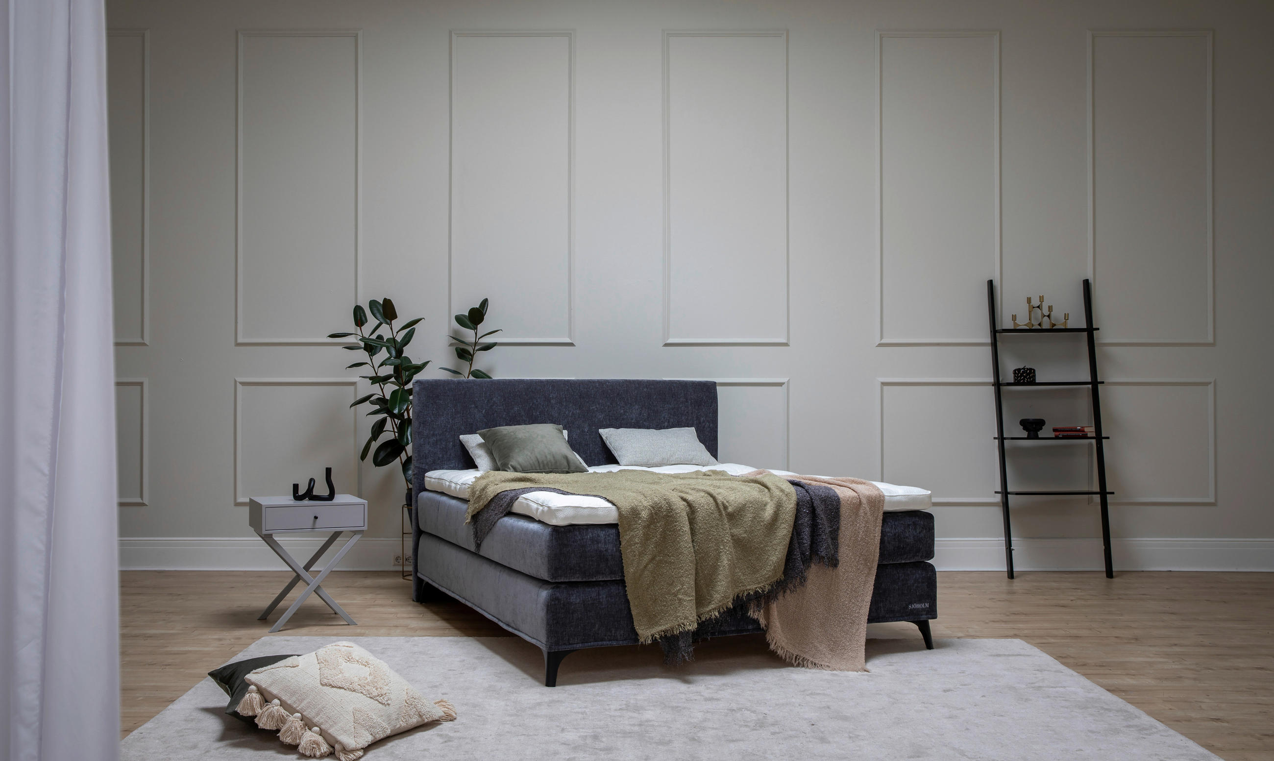 BOXSPRINGBETT 200/220 cm  in Anthrazit  - Anthrazit/Schwarz, Konventionell, Holz/Textil (200/220cm) - Sjöholm