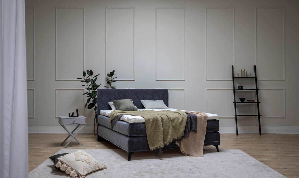 BOXSPRINGBETT 180/200 cm  in Anthrazit  - Anthrazit/Schwarz, Konventionell, Holz/Textil (180/200cm) - Sjöholm