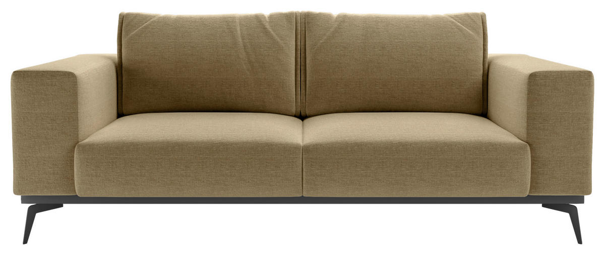 2-SITZER-SOFA in beflockt Goldfarben  - Goldfarben/Schwarz, Design, Holz/Textil (250/87/95cm) - MID.YOU