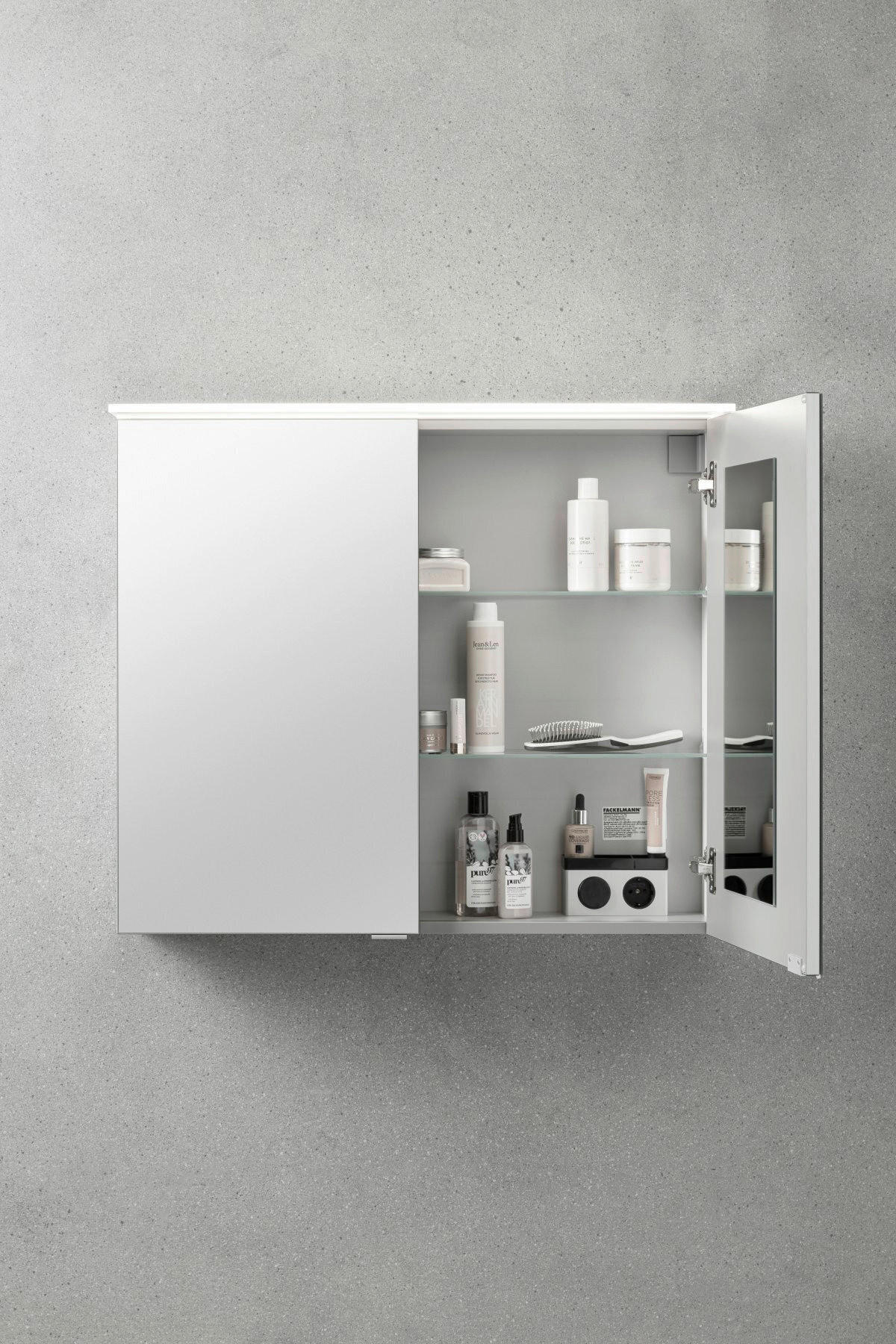 SPIEGELSCHRANK 80/69,5/23,5 cm  - Silberfarben/Weiß, MODERN, Glas/Holzwerkstoff (80/69,5/23,5cm) - MID.YOU