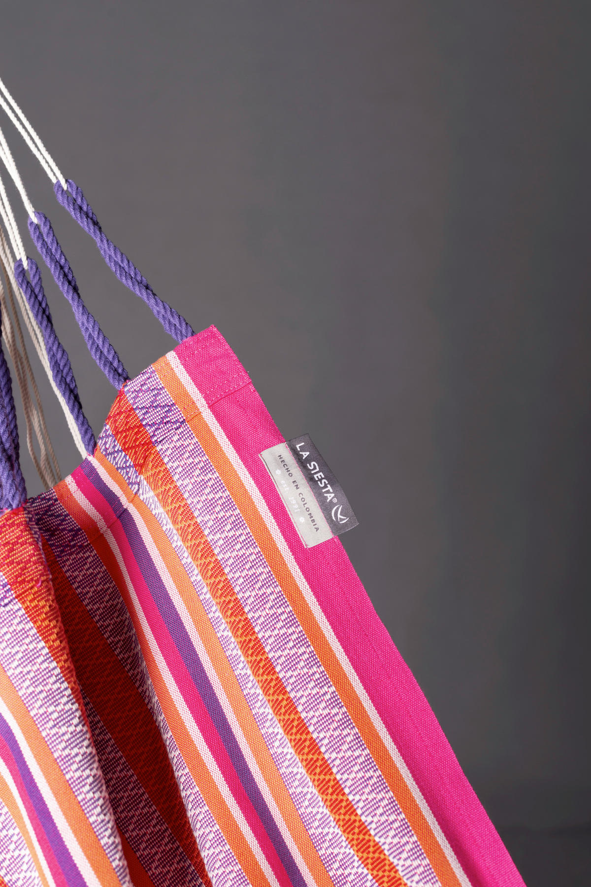 HÄNGEMATTE  - Anthrazit/Lila, KONVENTIONELL, Textil/Metall (115/160/105cm) - La Siesta