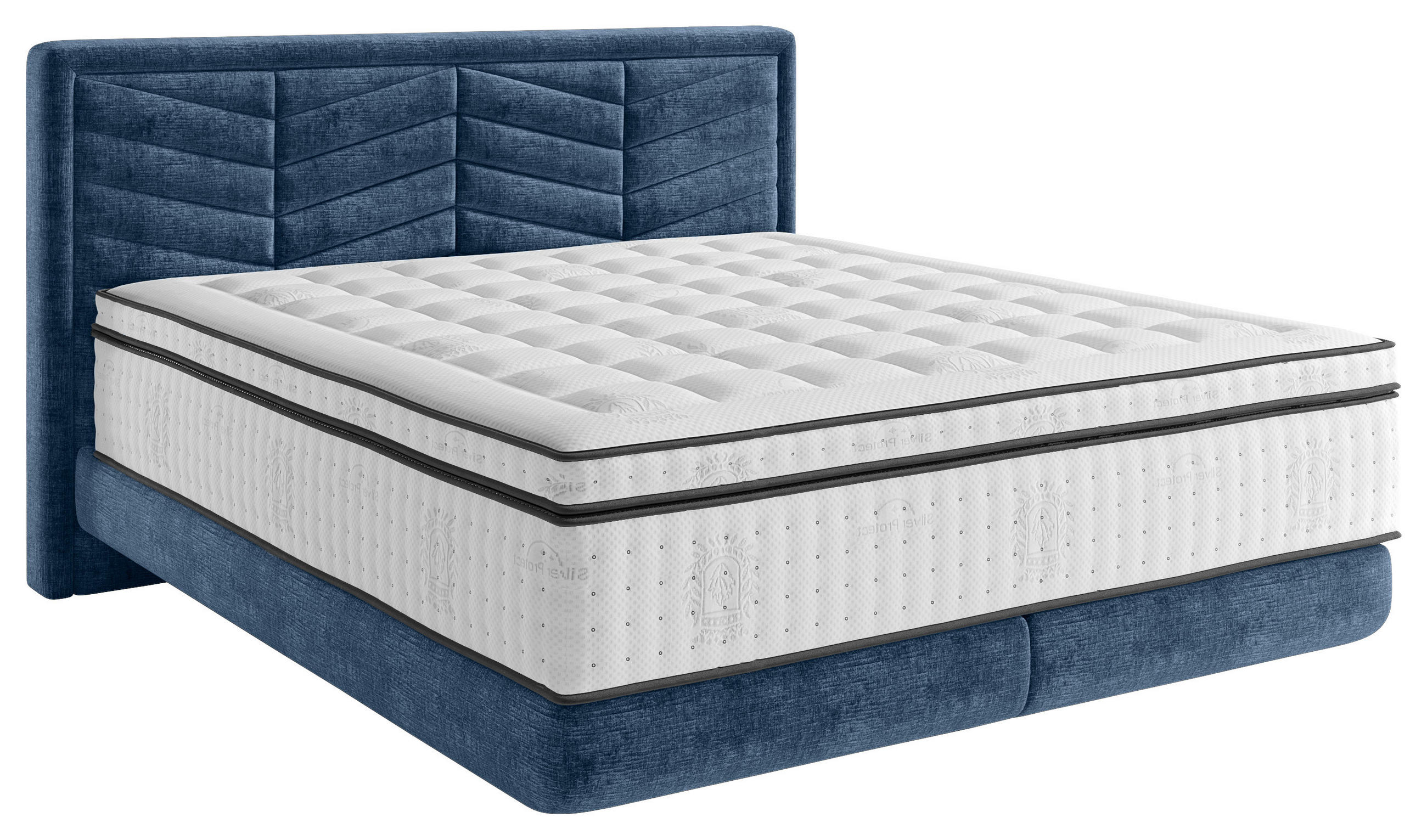 BOXSPRINGBETT 160/200 cm,  in Dunkelblau, Matratzen, H3 = fest  - Schwarz/Dunkelblau, KONVENTIONELL, Kunststoff/Textil (160/200cm) - Carryhome