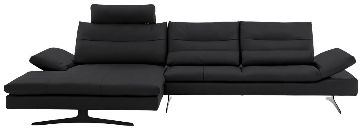 ECKSOFA  in Echtleder Mokka  158/342 cm  - Schwarz/Mokka, MODERN, Leder/Metall (158/342cm) - Chilliano