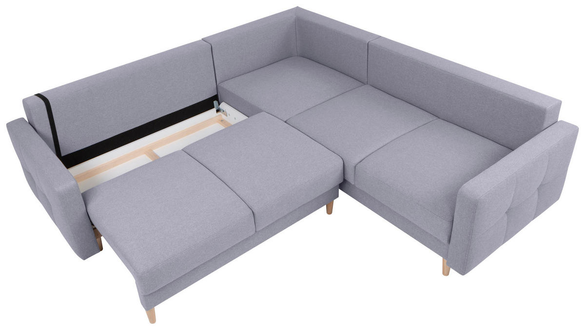 ECKSOFA in Flachgewebe Hellgrau  - Eiche Wotan/Hellgrau, Konventionell, Holz/Textil (242/242cm) - MID.YOU