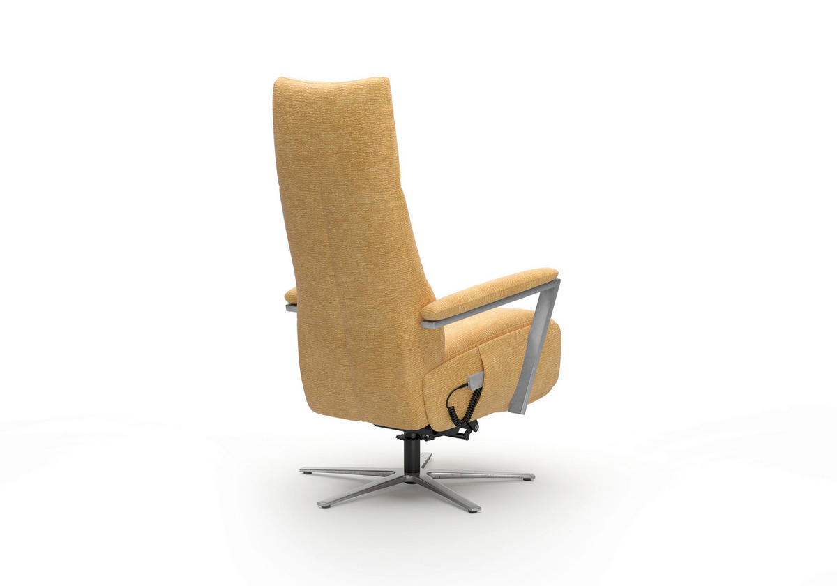 RELAXSESSEL TV VARIO COMFORT E M2 Chenille Kopfteilverstellung, Rücken echt    - Gelb/Silberfarben, Basics, Textil/Metall (70/126/85cm) - Sit & More