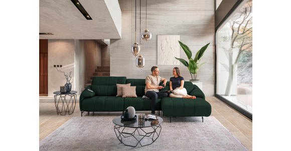 ECKSOFA in Echtleder Opal 313/165 cm - Opal/Schwarz, Design, Leder/Metall (313/165cm) - Emilio Belluti