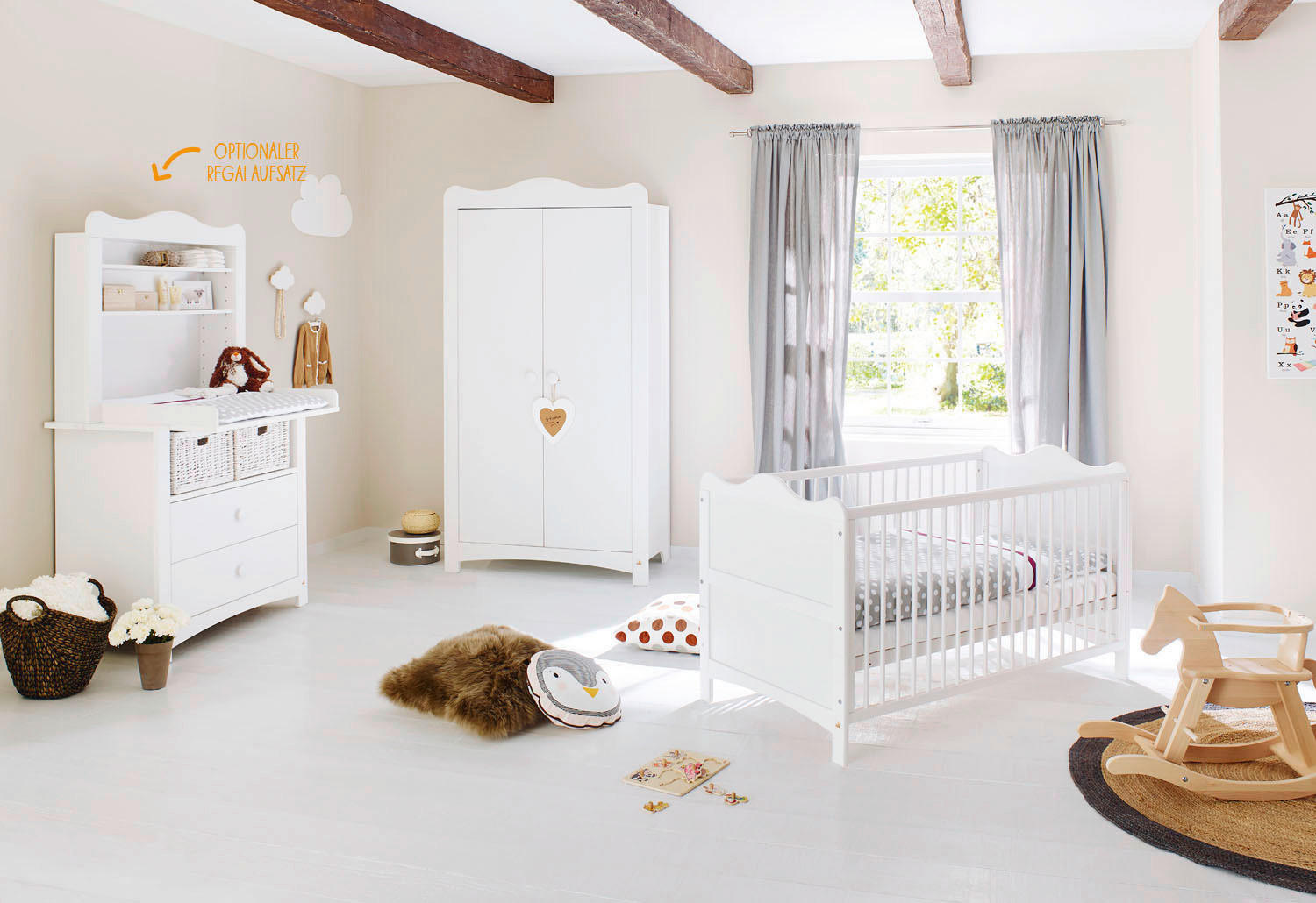 BABYZIMMER PINOLINO FLORENTINA  - Weiß, ROMANTIK / LANDHAUS, Holz/Holzwerkstoff - Pinolino