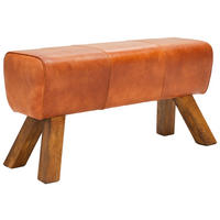 SITZBANK 90/46/30 cm Echtleder Braun Mangoholz massiv  - Naturfarben/Braun, LIFESTYLE, Leder/Holz (90/46/30cm) - Livetastic
