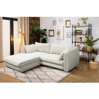 ECKSOFA Creme Struktur  - Creme/Schwarz, Design, Kunststoff/Textil (201/240cm) - MID.YOU