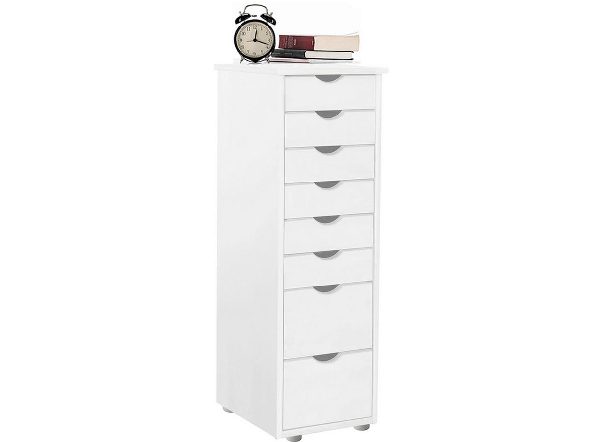 KOMMODE GENOVA, 34/102/39 cm, 8 Schublade(n)  - Silberfarben/Weiß, Design, Holz/Kunststoff (34/102/39cm) - Livetastic
