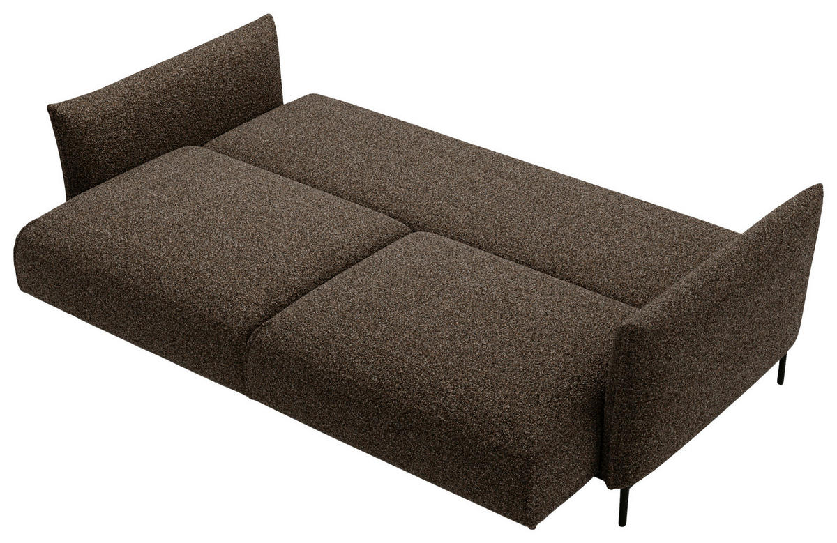 SOFA in Chenille Dunkelbraun, Schwarz  - Dunkelbraun/Schwarz, Design, Textil/Metall (223/96/95cm) - Livetastic