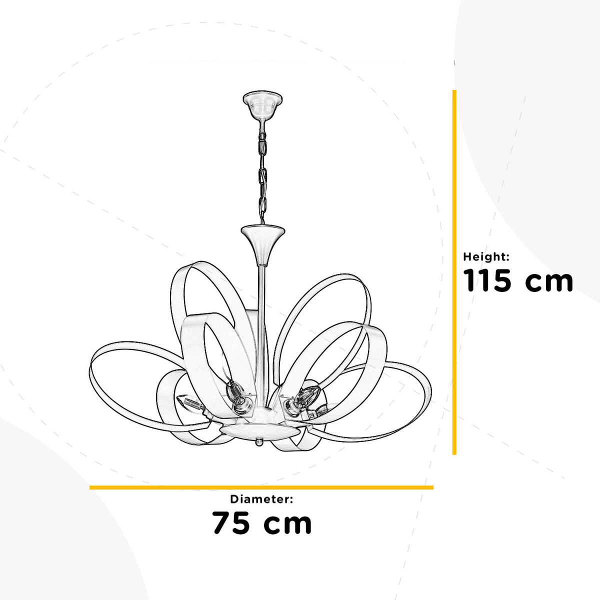 KRONLEUCHTER 75/115 cm   - Grau, Design, Metall (75/115cm)