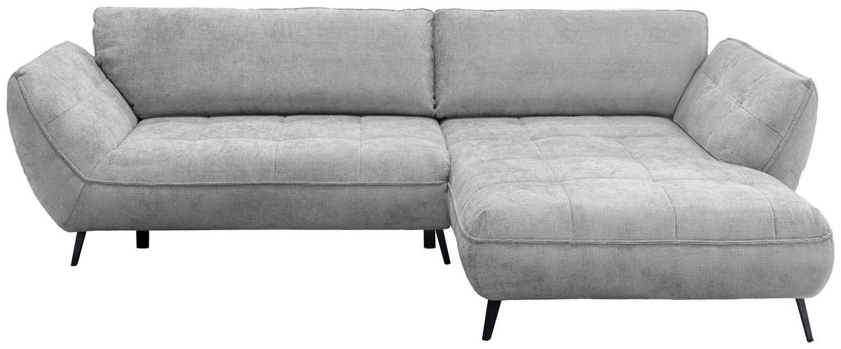 ECKSOFA in Struktur Hellgrau  - Hellgrau/Schwarz, Design, Textil/Metall (282/187cm) - Livetastic
