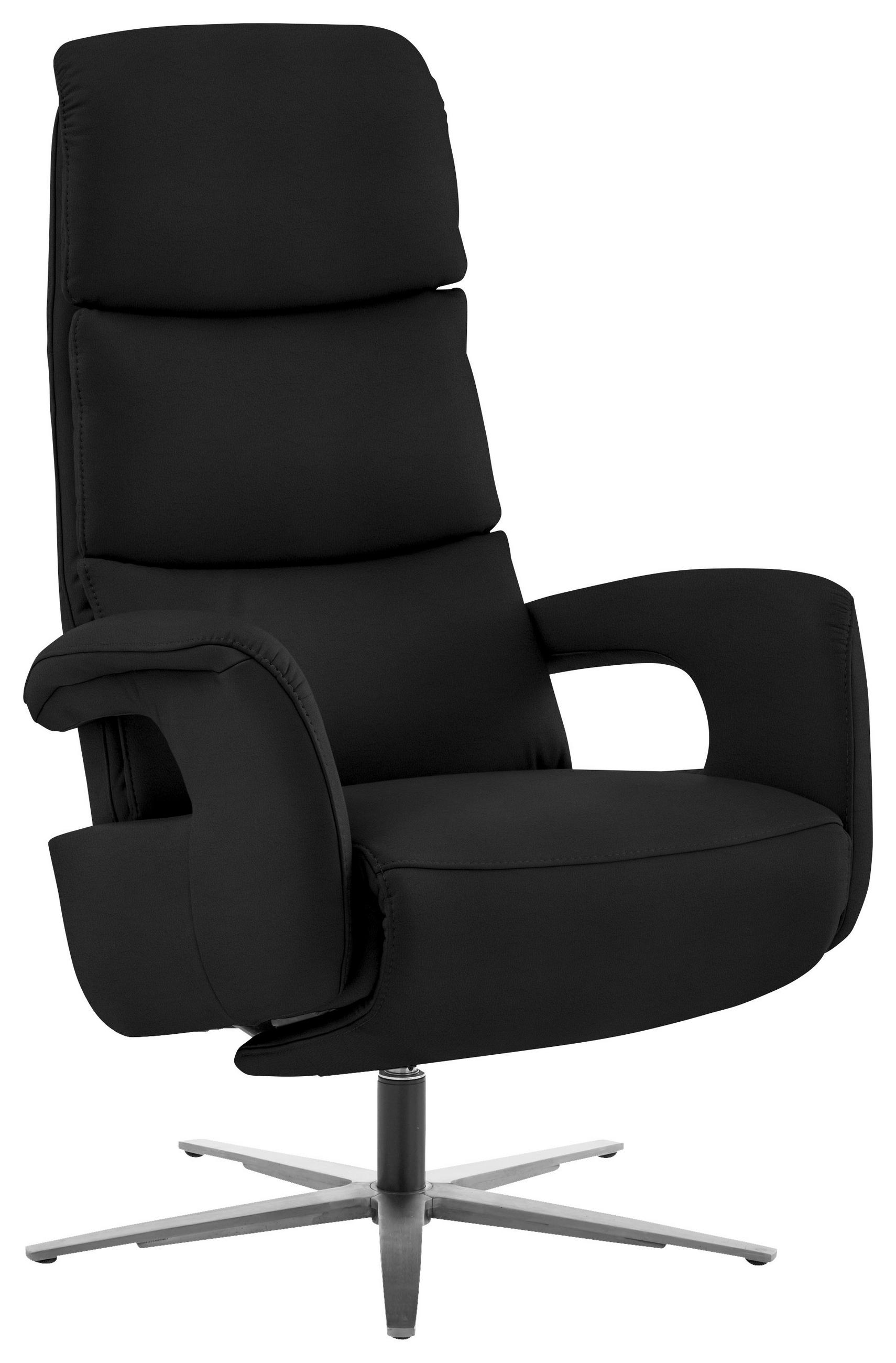 RELAXSESSEL in Leder Schwarz  - Edelstahlfarben/Schwarz, Design, Leder/Metall (76/119/86cm) - Dieter Knoll