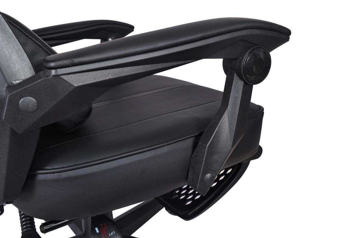 GAMINGSTUHL  in Lederlook, Netzbespannung Schwarz  - Schwarz, MODERN, Kunststoff/Textil (59/107-117/58cm) - Carryhome
