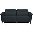 3-SITZER-SOFA  in Echtleder Dunkelblau   - Schwarz/Dunkelblau, Design, Leder/Metall (210/79/104cm) - Belluti