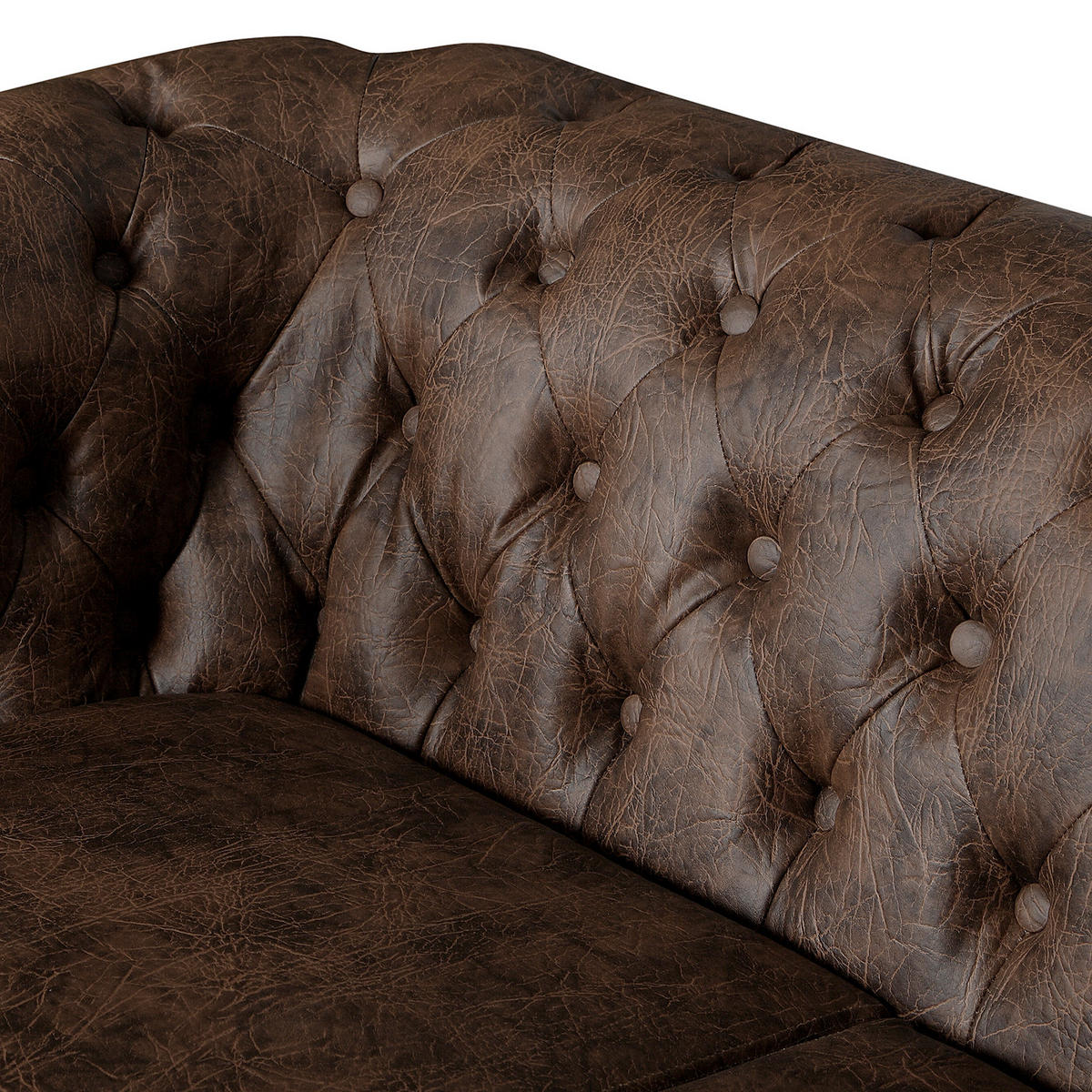 SITZGARNITUR YORK in Lederlook Dunkelbraun  - Dunkelbraun/Braun, Design, Holz/Textil (203/72/86cm) - P & B