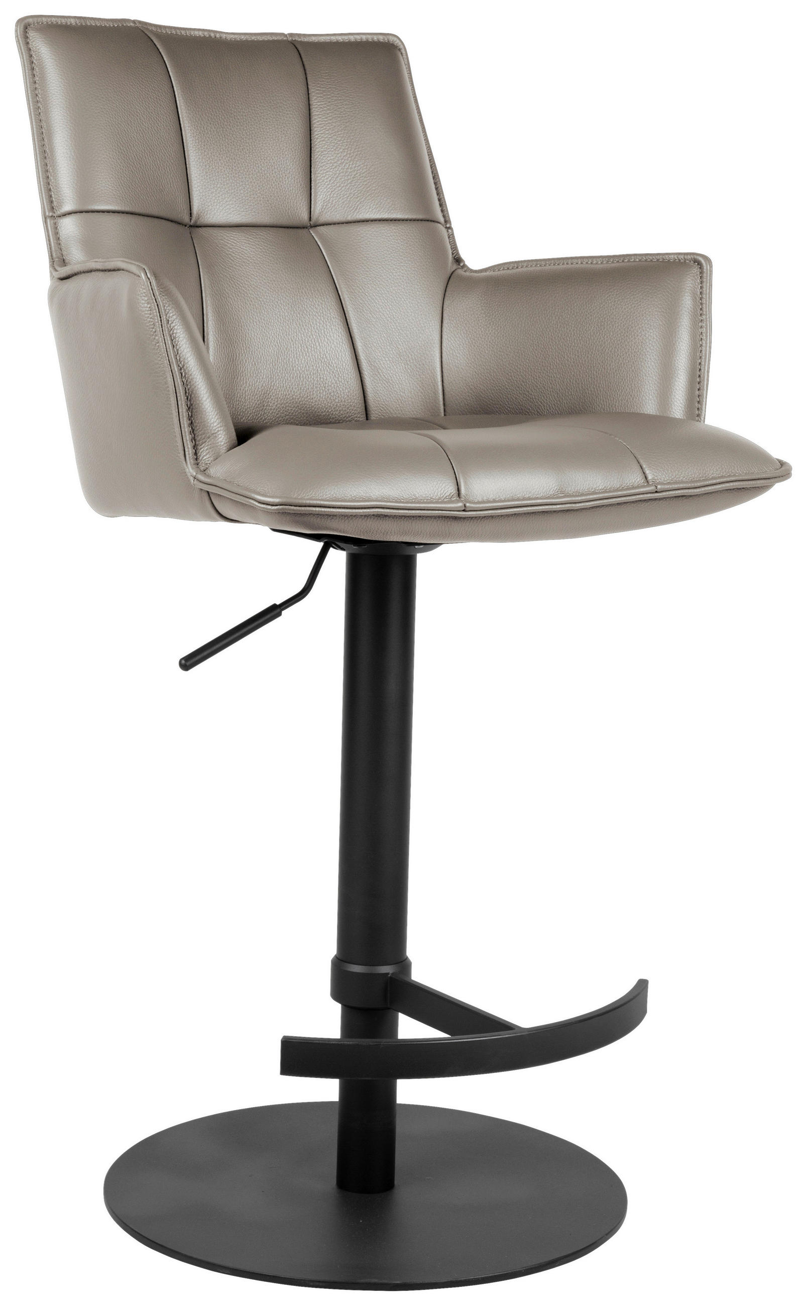 BARHOCKER in Metall, Leder Schwarz, Taupe - Taupe/Schwarz, Design, Leder/Metall (56/89.5~115/56cm) - Novel