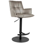 BARHOCKER in Metall, Leder Schwarz, Taupe  - Taupe/Schwarz, Design, Leder/Metall (56/89.5~115/56cm) - Novel