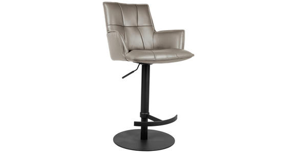 BARHOCKER in Metall, Leder Schwarz, Taupe - Taupe/Schwarz, Design, Leder/Metall (56/89.5~115/56cm) - Novel