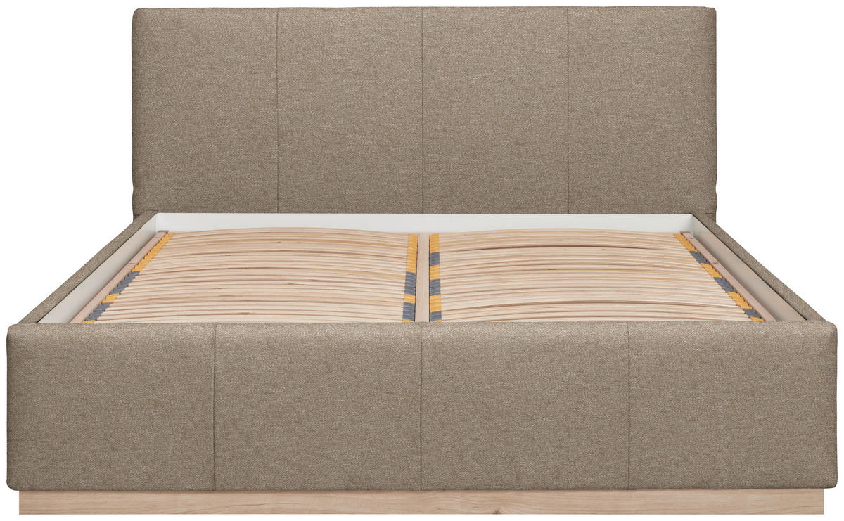 POLSTERBETT Beleuchtung, Lattenrost, Bettkasten Beige 180/200 cm  - Birkefarben/Beige, Design, Holz/Holzwerkstoff (180/200cm) - Lomoco