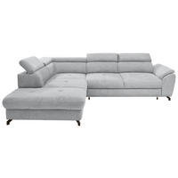 ECKSOFA in Webstoff Silberfarben  - Silberfarben/Schwarz, Design, Textil/Metall (237/277cm) - Stylife