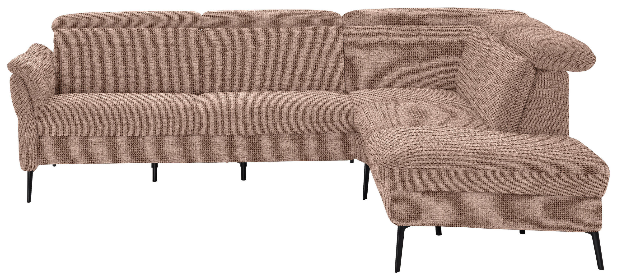 ECKSOFA in Struktur Kupferfarben  - Schwarz/Kupferfarben, Modern, Textil/Metall (275/235cm) - Cantus