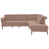 ECKSOFA in Struktur Kupferfarben  - Schwarz/Kupferfarben, Modern, Textil/Metall (275/235cm) - Cantus