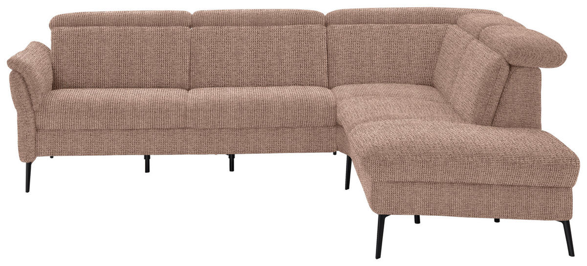 ECKSOFA in Struktur Kupferfarben  - Schwarz/Kupferfarben, Modern, Textil/Metall (275/235cm) - Cantus