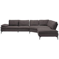 ECKSOFA in Flachgewebe Graphitfarben  344/271 cm  - Schwarz/Graphitfarben, Design, Textil/Metall (344/271cm) - Chilliano