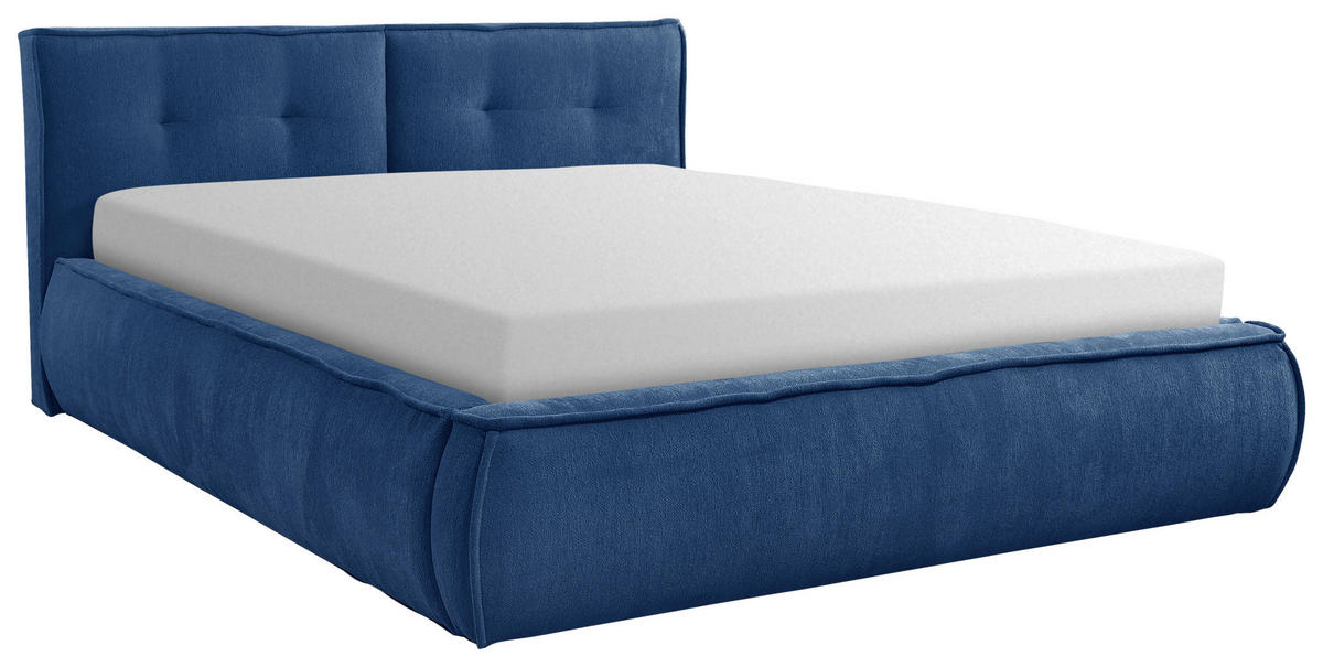 POLSTERBETT 180/200 cm,  in Blau, Lattenrost,  - Blau/Beige, LIFESTYLE, Holz/Textil (180/200cm) - Livetastic
